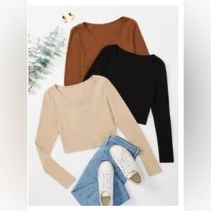 5 for $25! 💕 3 PCs V Neck Solid Rib Knit Tee